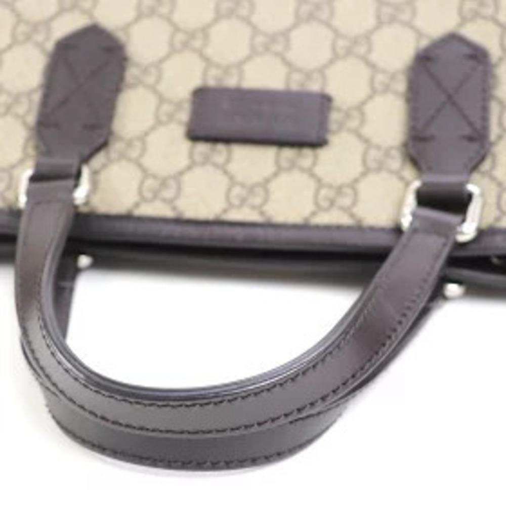 Gucci GG Supreme Canvas Tote Bag Beige Ebony Shoulder Handbag KGDHN - Picture 10 of 13